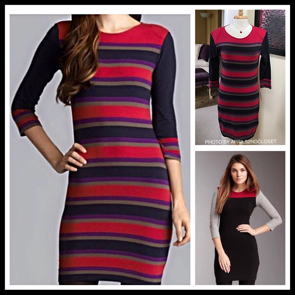 FRENCH CONNECTION SHIFT KNIT STRIPED DRESS A2C - Picture 5 of 8